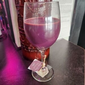Purple Wine Glass with Tea Tag